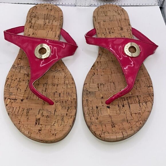 Cole Haan “Tabitha” Bright Pink & Gold Designed Thong Sandals (Size: 6.5) - Picture 2 of 11